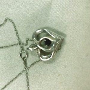 .925 Silver and Sapphire Heart Necklace